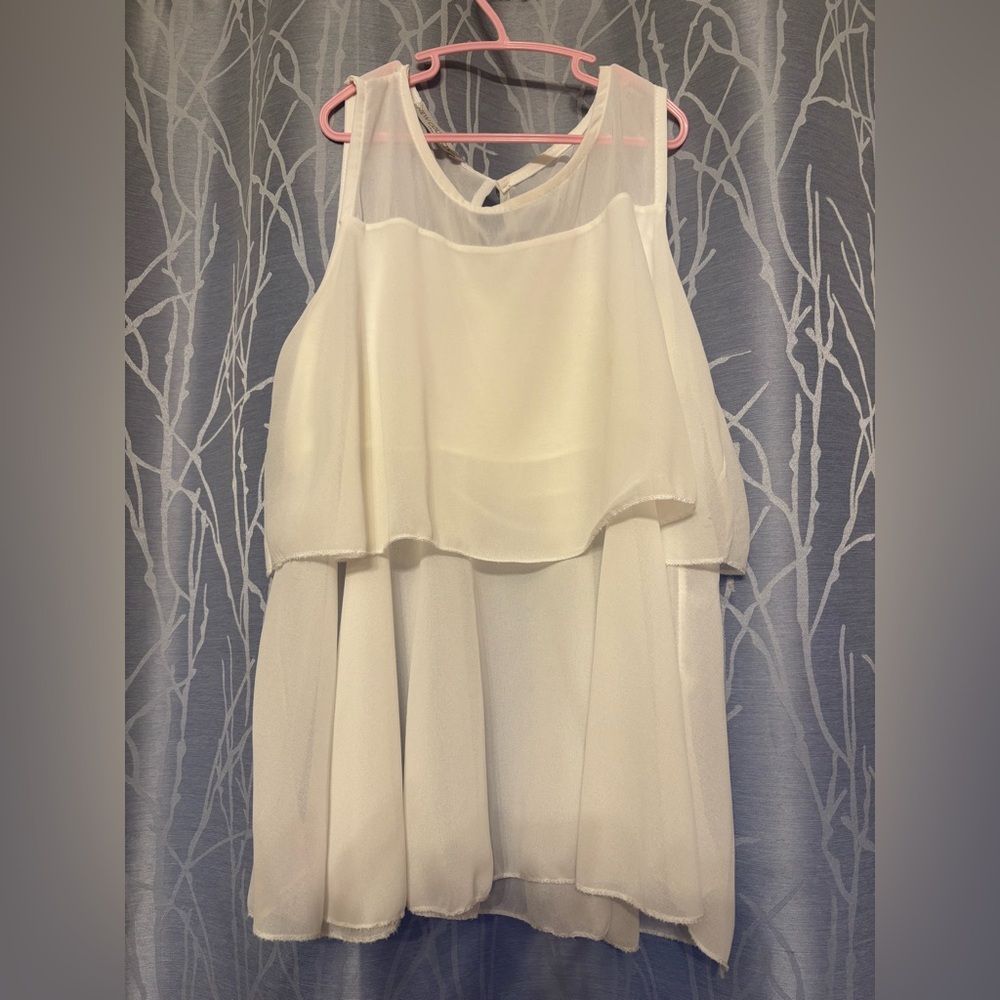 White Tiered Sleeveless Blouse for Cocktail Events